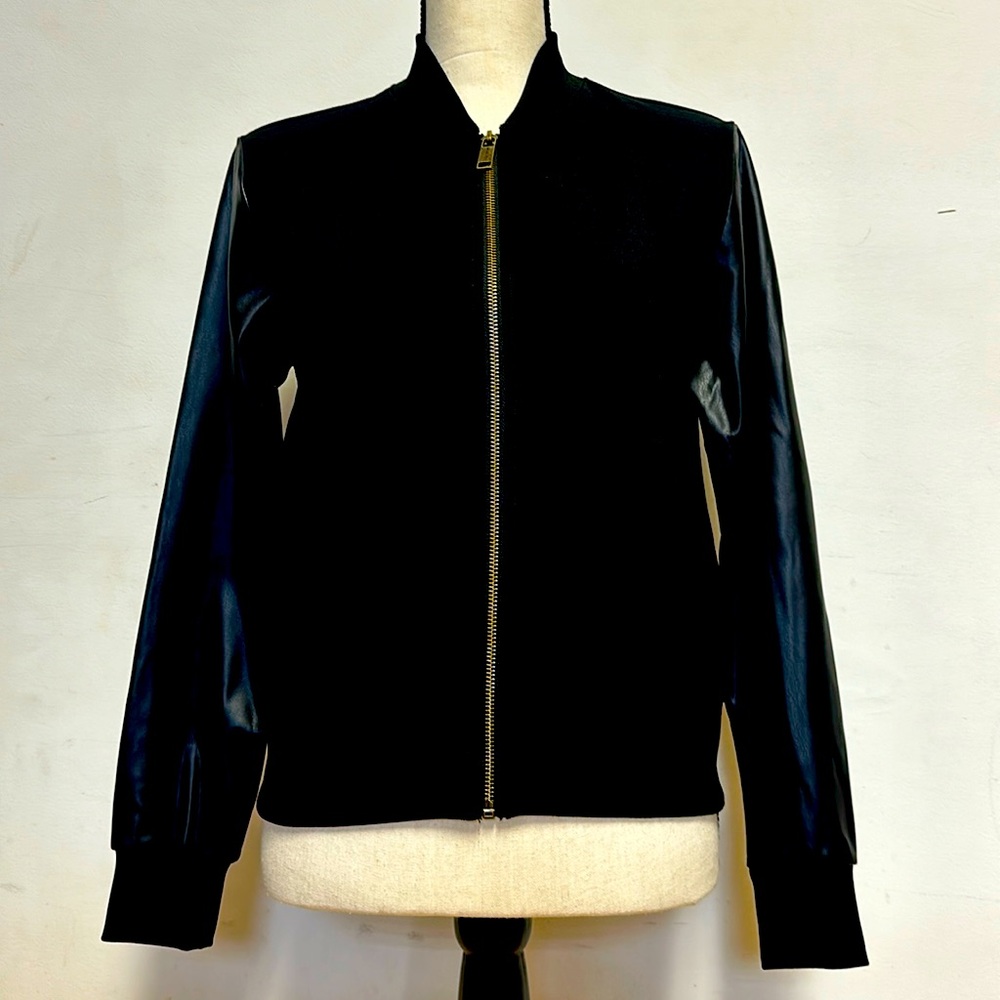 MICHAEL KORS Mixed Media Bomber Jacket Black
